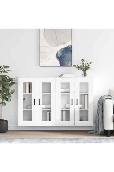 Concept Dulapuri montate pe perete, 2 buc, alb, lemn prelucrat