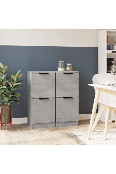 Concept Servante, 2 buc., gri beton, 30x30x70 cm, lemn compozit