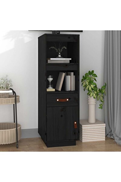 Concept Dulap înalt, negru, 34x40x108,5 cm, lemn masiv de pin