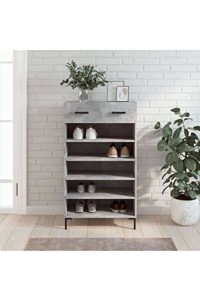 Concept Pantofar, gri beton, 60x35x105 cm, lemn compozit