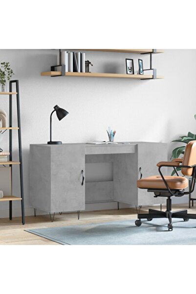 Concept Birou, gri beton, 140x50x75 cm, lemn compozit