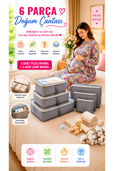 Özlem Toys Baby Doğum Hastane Çıkış Çantası 6 Parça Düzenleyici
