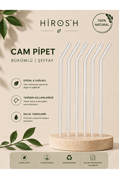 HİROS'H 6'lı Cam Pipet Termosilikat Ve 1 Adet Pipet Temizleme Fırçası (1.KALİ...
