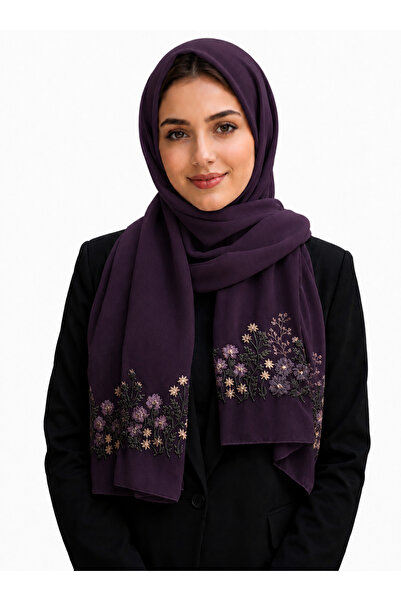 Veil Designer طرحة بوال موف عتيق طريز من الطرفين وردو اغصان ببقماش ياباني الم...