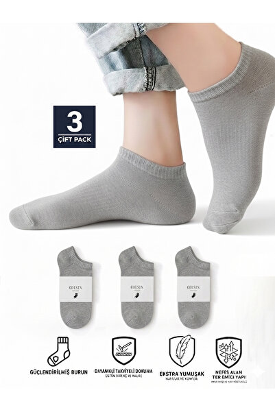 Cousen 12' Li Gray Unisex Cotton Booties Socks Set Daily Sports Cool Comfort