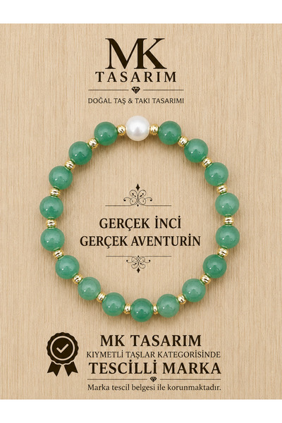 MK tasarım Real pearl aventurine stone bracelet mk.7000.811 - comfort - calm ...