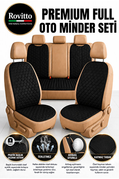 Rovitto Premium Oto Koltuk Minder Seti - Full Set - Kolay Montaj - Kaymaz Tab...