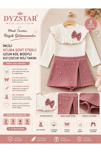 DYZSTAR Pearl Rose Dry Short Skirt Long Sleeve Girls' Two-Piece Set