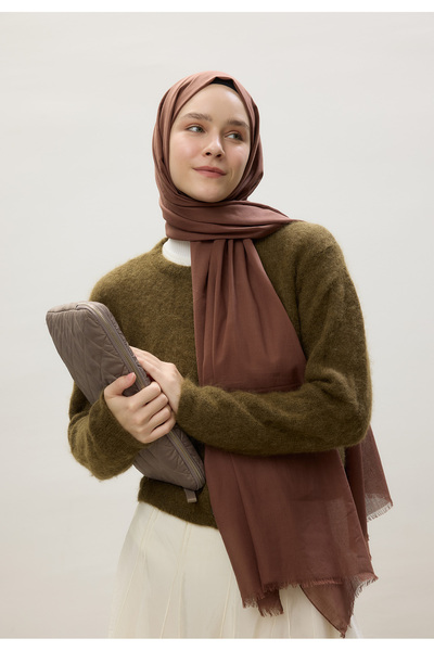 Freshscarfs İnce Pamuk Vual Şal Kakao