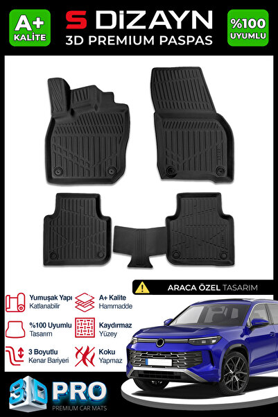 S Dizayn S-Dizayn VW Tayron 3D Pro Havuzlu Paspas 2025 Üzeri A+ Kalite 3DS-SD...