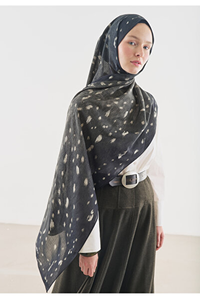 Freshscarfs Fawn Desenli Pamuk Viskon Şal Siyah