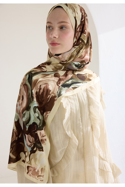 Freshscarfs Rosıe Floş Viskon Şal Nude