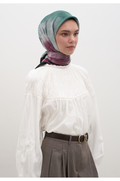 Freshscarfs Μαντήλι από βαμβάκι και βισκόζη με πράσινο σχέδιο Ombre σε απόχρω...