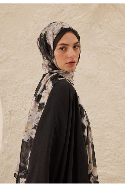 Freshscarfs Antrasit Dora Desen Rami Şal