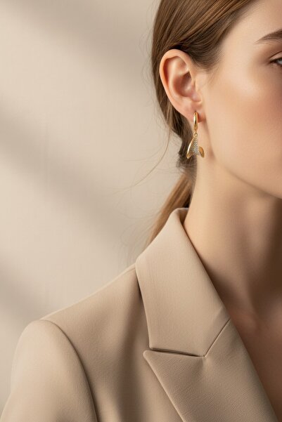 XUPING JEWELRY أقراط متدلية على شكل ورقة شجر من الزركون من ماركة STYLE PEARL/...