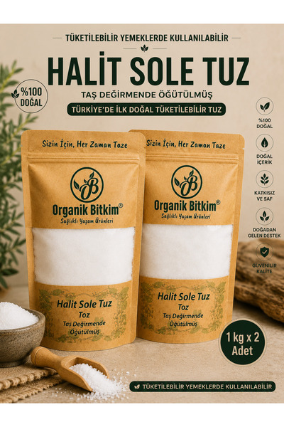 OB Organik Bitkim Organik Bitkim Halit Sole Tuz Taş Değirmende Öğütülmüş 1 kg...