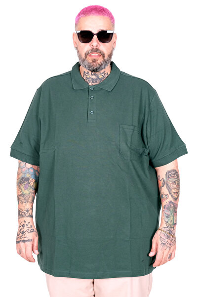 ModeXL Mode XL Büyük Beden Erkek T-Shirt Polo Yaka Cepli Klasik 20550 Nefti