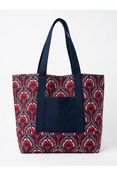 Retrobird Tasarım Kabartma Jakar Dokuma Tote Çanta Shopping Bag Kadın Çok Renkli