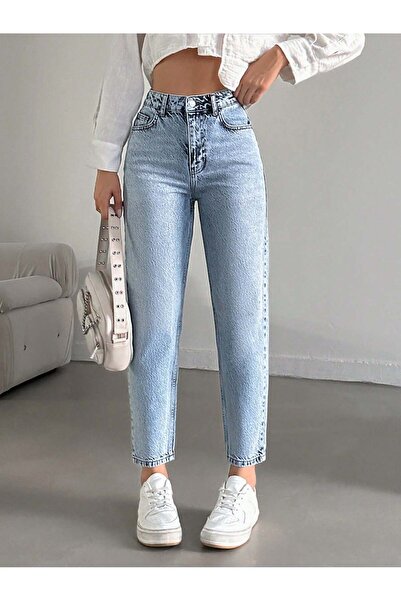 HerTon Damskie spodnie typu mom jeans z wysokim stanem, 100% bawełna, bez ela...