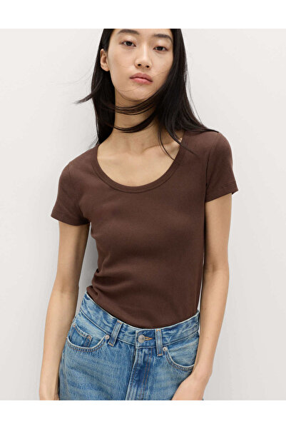 Marks & Spencer Pamuklu Scoop Yaka T-Shirt