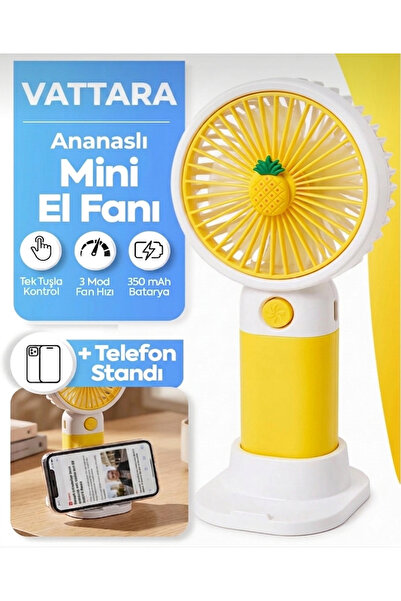vattara Mini El Fanı Usb Şarjlı 3 Kademe Taşınabilir Vantilatör Masaüstü Tele...