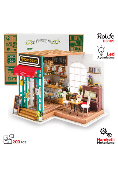 Rolife DG109 Simon'ın Kahve Dükkanı (Simon's Coffee)DIY Minyatür Maket Model ...