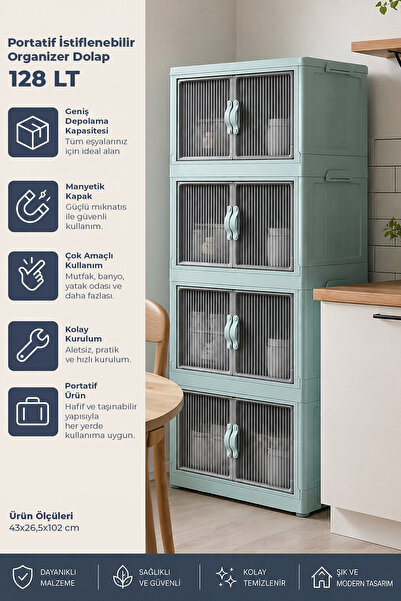 Kitchen Life 4'lü Portatif Istiflenebilir Organizer Dolap- Banyo Mutfak Dolap...