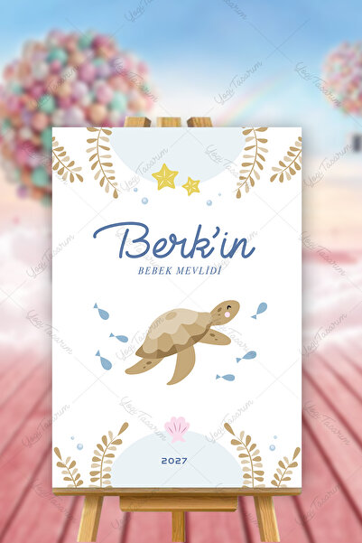 Yogi Tasarım Turtle Themed Baby Shower Welcome Board