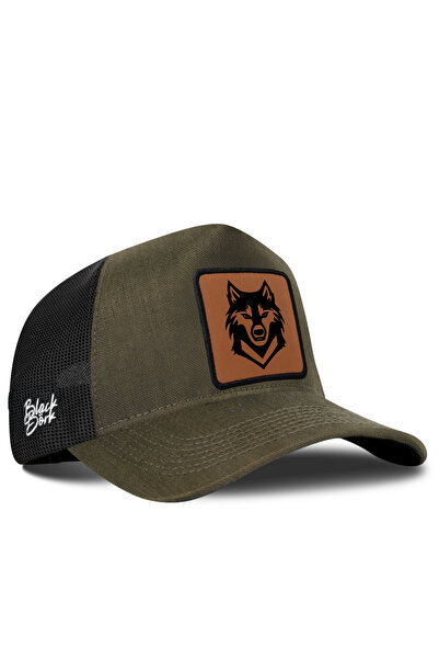 BlackBörk Kurt Logolu Cordura Haki-Siyah Trucker Şapka