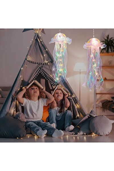 Arabest 3-Piece Light Up Jellyfish Lanterns, Hanging Decor for Mermaid Under ...