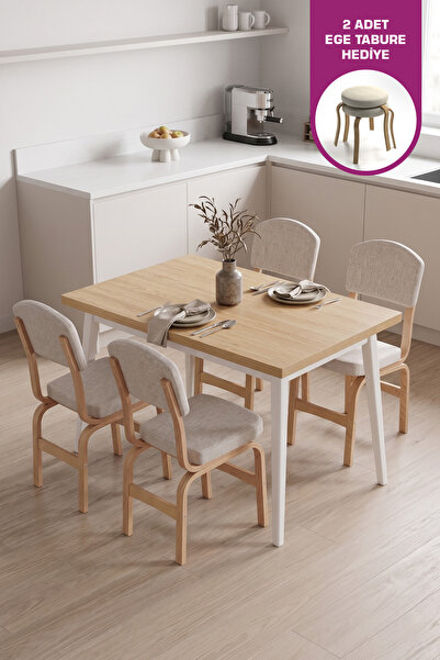 VİLİNZE Ege Sandalye Avanos Ahşap Mdf Mutfak Masası Takımı - 70x120 Cm