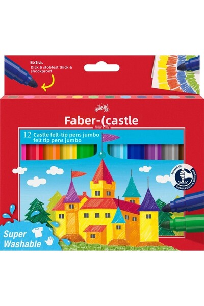 Faber Castell Супер миещи се 12 броя джъмбо филцови маркери / 154311