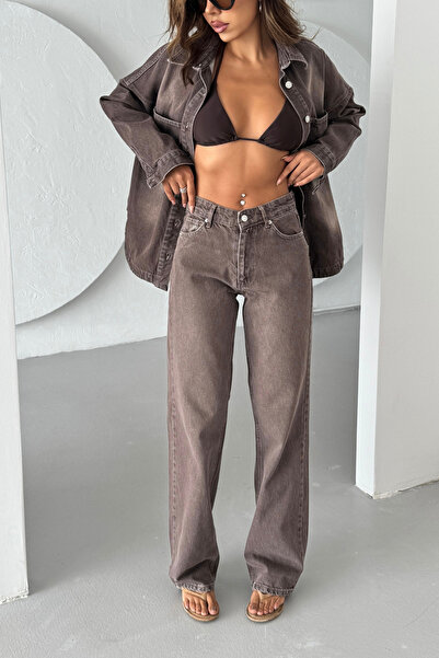 XRAY JEANS Damskie spodnie baggy z szerokimi nogawkami Palazzo w kolorze kawowym