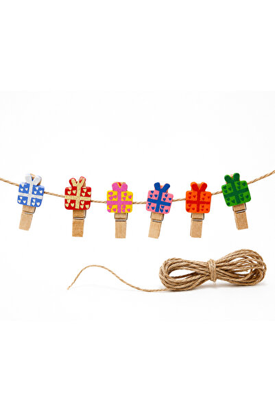 repro design 10 Colored Wooden Pegs - Photo Pegs, 3.5cm Drawstring Gift Package