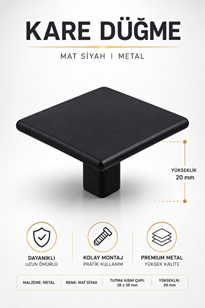 NZB Mobilya Mutfak Banyo Çekmece Dolap Kapak Kulpu Kulbu Mat Siyah Metal Kare...