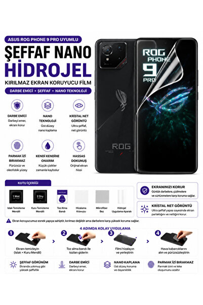 Astakos Asus ROG Phone 9 Pro Uyumlu Şeffaf Nano Kırılmaz Darbe Emici Koruyucu...