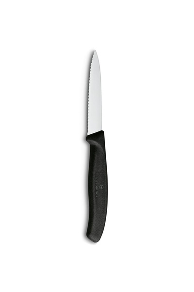 Victorinox 6.7633 Paslanmaz Çelik Tırtıklı Soyma Bıçak 8 cm Siyah