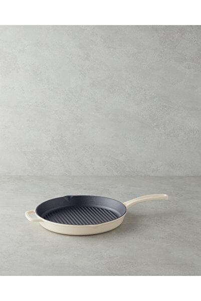 Hecha Demir Döküm Yuvarlak Grill Tava 28x4 cm Krem