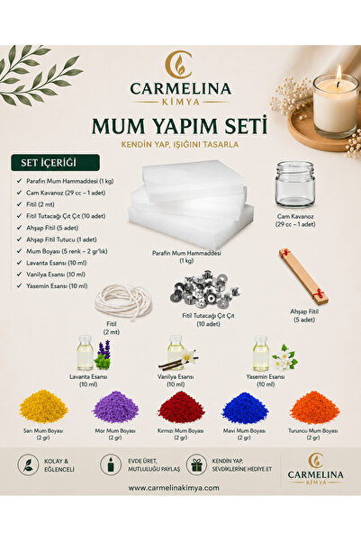 CARMELİNA Merve dilber Başlangıç Mum Yapim Setleri, Parafin- Mum Boyalari, Mu...
