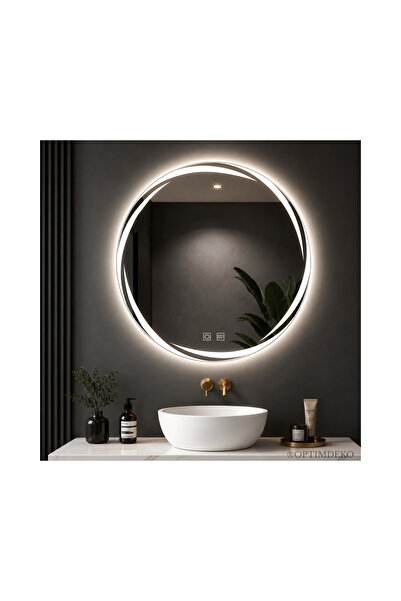 OPTIM DEKO Oglindă de baie, model spiralat, iluminare LED cu sistem tactil și...