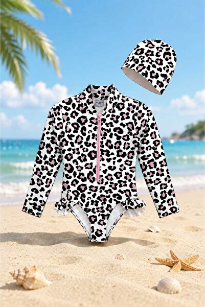 My Kids Wear Dívčí plavky s leopardím potiskem a volánkovým detailem