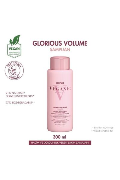 HUSH Veganic Glorious Volume Zayıf Saçlar İçin Hacim Veren Şampuan 300 ml