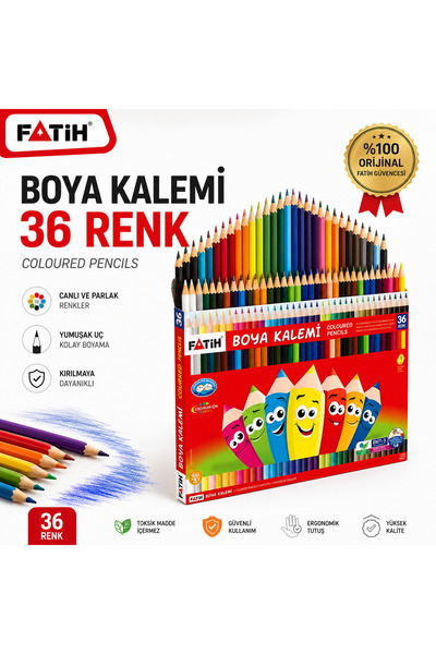 Fatih 36'lı Kuru Boya Kalemi - Tam Boy Kuru Boya Kalemi - Okul Seti