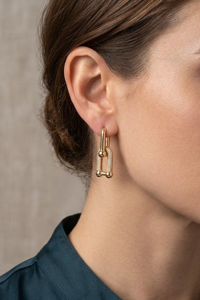 Bijuty Women's Tiffany Earrings - Gold Color - (with Surprise Gift)
