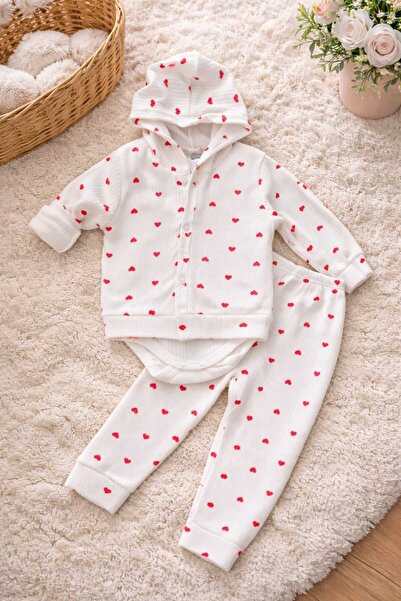 ciobaby Kız Bebek Kalpli 3'lü Takım