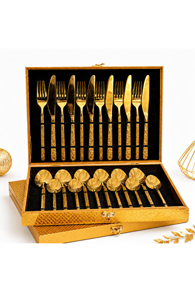 OEM Set tacamuri aurii din inox, finisaj premium, 24 piese, pentru 6 persoane...