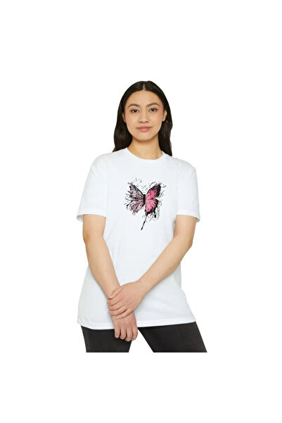 Generic Brand Unisex Crew Neck Printed T-Shirt - White