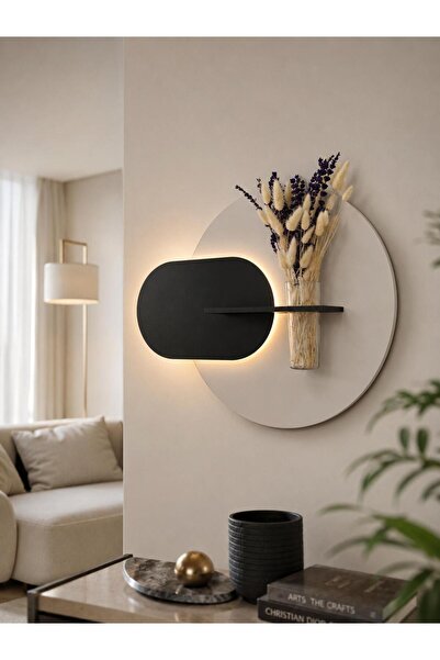 CLOVE WOOD BATTERY LED SCANDINAVIAN STYLE LIVING ROOM WALL SHELF MODERN FLOWERBED 45 X 65 CM