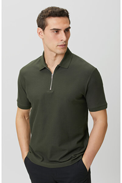 Network Slim Fit Haki Polo Yaka Jakarlı Pike T-shirt