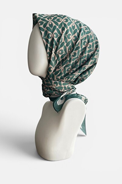 Floral Patterned Soft Scarf Green